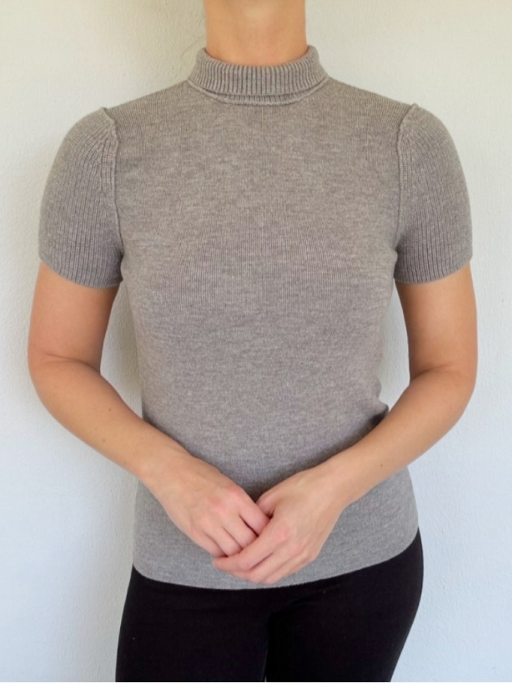 Calvin Klein Golf 100% merino wool gray mock neck short sleeve sweater large